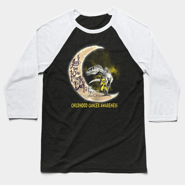 childhood cancer dinosaur moon Baseball T-Shirt by TeesCircle